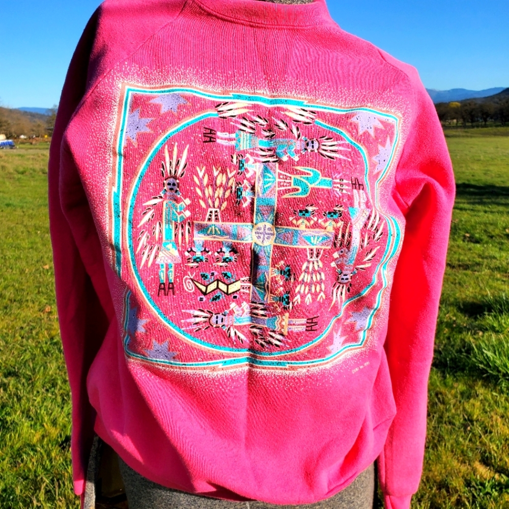 1990 1991 onieta large sweatshirt emi Inc hot pink native